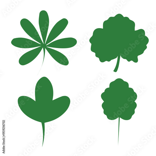 Set of green leaf icons. Leaves of trees and plants. Leaves icon. Collection green leaf. Elements design for natural, eco, bio, vegan labels. Vector