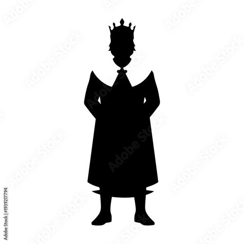 Silhouette of a King Wearing a Crown and Robes.