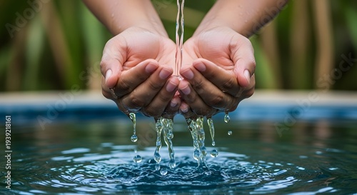 Hands cupped under running water