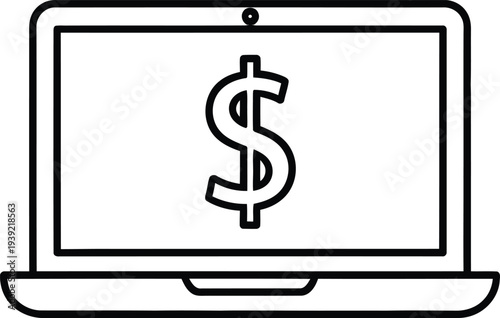 Laptop with dollar sign on screen