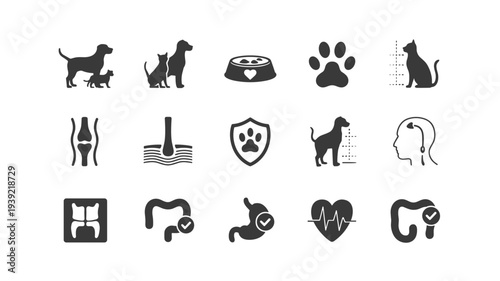 Veterinary and Pet Care Icons Collection animal icons