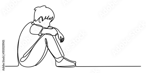 boy, sad, child, lonely, kid, depression, emotion, sitting, alone, sorrow, mental, health, feelings, thinking, stress, crying, solitude, young, human, person, simple, lineart, vector, outline, minimal