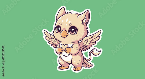 Cute Cartoon Gryphon with a Heart