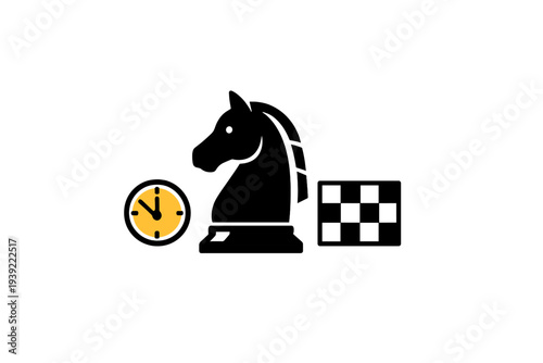 A minimalist illustration of a bright yellow analog clock face set against a solid black background. The simple design features black hands and markers indicating the time.