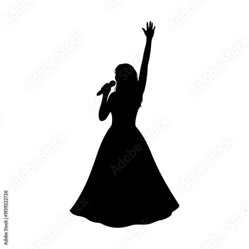 Silhouette of a Female Singer Performing on Stage.