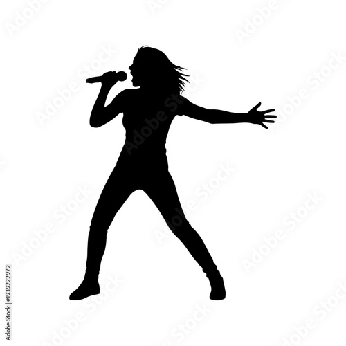 Silhouette of a Female Singer Performing on Stage.