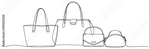 Assortment of Handbags in Continuous Line Art purse