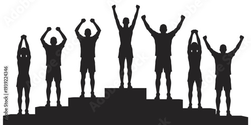Silhouette of Winners on a Podium vector