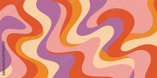 Retro Swirl Pattern Background in Warm Colors vector