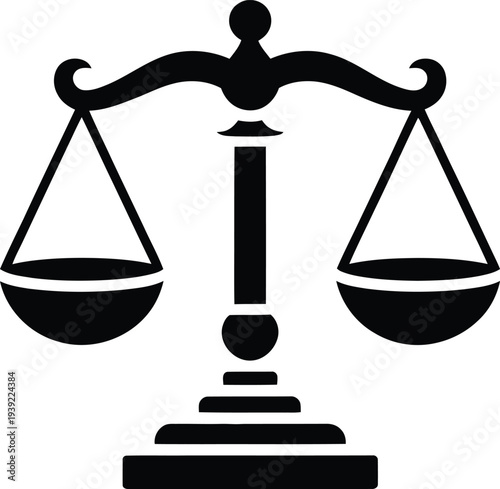 Scales of justice icon silhouette symbolizing equality fairness law practice and judicial balancing