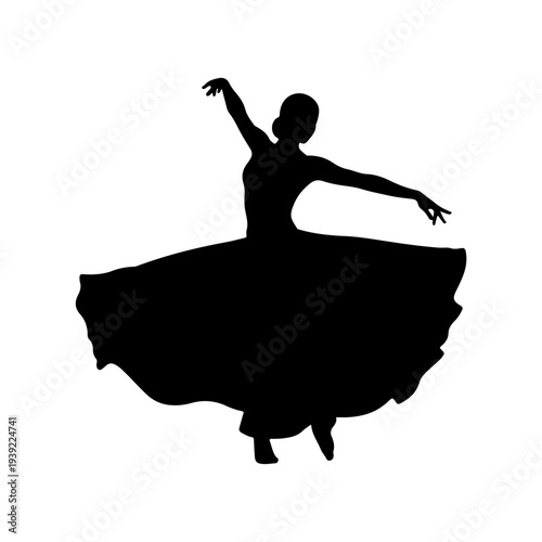 Silhouette of a Ballerina Dancing Gracefully.