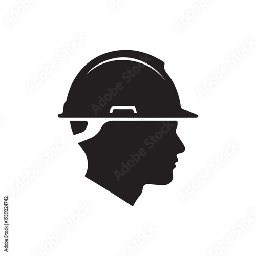 Construction safety helmet silhouette representing worker protection and industrial workplace safety