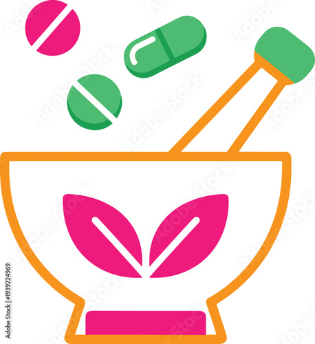Mortar and pestle with pills and capsules pharmaceutical preparation traditional medicine herbal remedies natural ingredients preparation