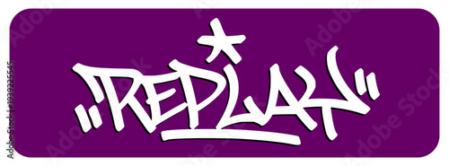 Replay Graffiti Tag Representing the Review of Critical Sports Moments and Iconic Moves with Urban Street Art Style.