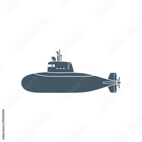 Navy Submarine Underwater Military Vessel Illustration.