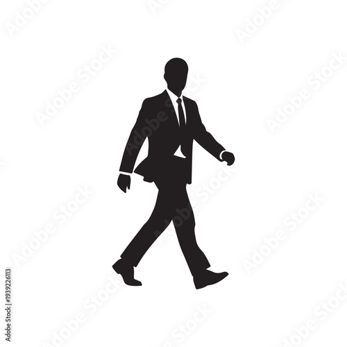 Professional Businessman Walking Silhouette Vector Illustration for Corporate Branding and Marketing
