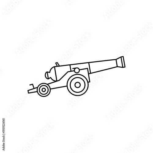 Simple Line Drawing of an Antique Cannon.