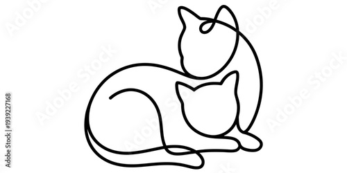 Minimalist single line cats vector cute feline outline illustration design