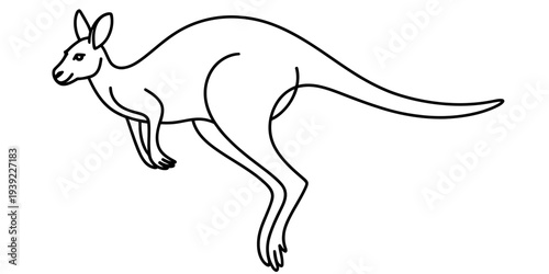 Minimalist kangaroo single line vector Australian animal outline illustration design