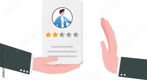 Hand Giving Low Rating Profile Card and Being Rejected