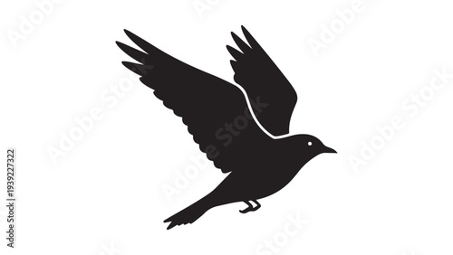Flying Black Crow Silhouette Vector Illustration Minimalist Animal Wildlife Design