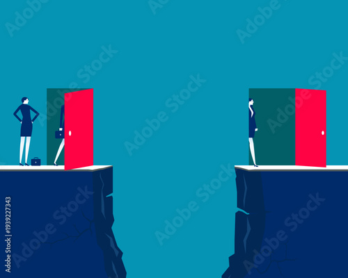 Success. A business team is open the door to success