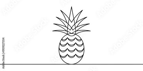 Minimalist pineapple single line vector tropical fruit outline illustration design