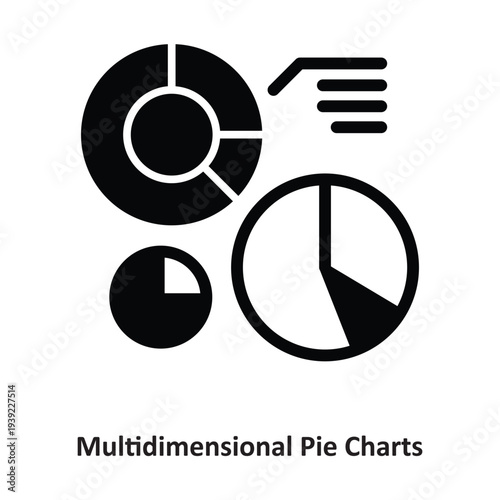 Multidimensional Pie Charts Vector icon which can easily modify or edit