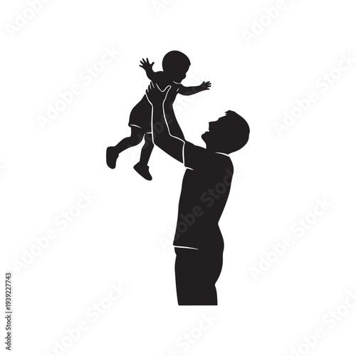 Minimalist Silhouette Vector of Child Leaping into Parent's Arms for Trust and Family Bonding Illustration