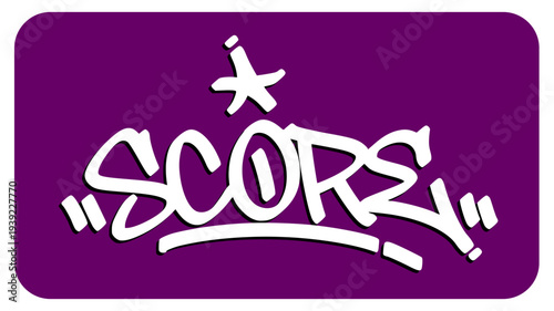 Score Graffiti Tag Capturing the High Impact Moment of Victory and Achievement in Competitive Sports Events.