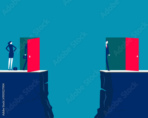 Success. A business team is open the door to success