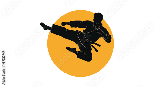 Dynamic Silhouette Athlete Diving for Football in Minimalist Flat Design Vector Illustration