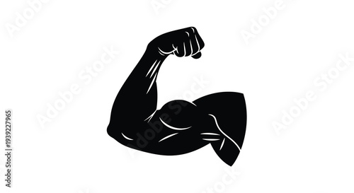 Strong muscular arm flexing a powerful demonstration of strength silhouette