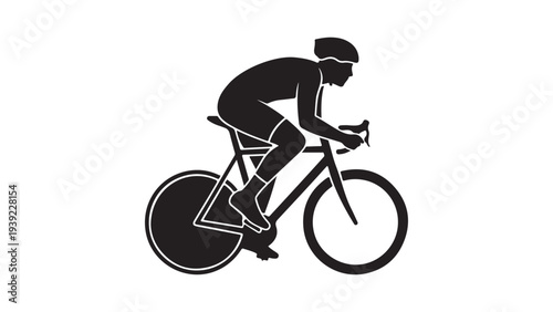 Minimalist Black Cyclist Riding Bike Vector Illustration for Sports and Fitness Designs