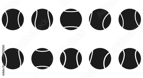 Arrangement of black tennis balls in a repeating pattern silhouette