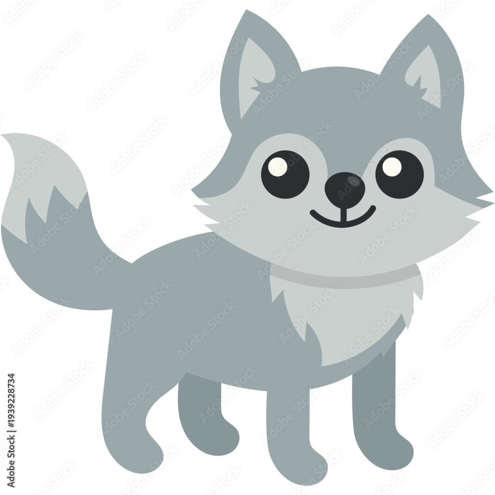 Fototapeta premium Cute Cartoon Wolf Illustration