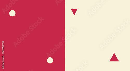 Abstract geometric shapes in red and cream a striking silhouette