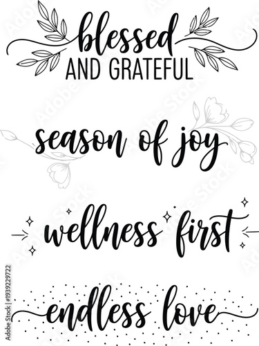 Aesthetic black and white quotes on a dotted background representing positivity and wellness