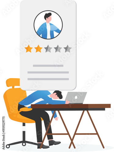 Exhausted Businessman Sleeping Under Large User Profile