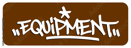 Equipment Graffiti Tag Highlighting the Essential Sporting Tools and Professional Athlete Gear in a Street Art Aesthetic.