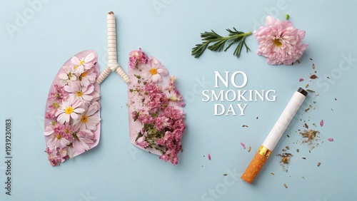 3D symbolic lungs cigs floral anti-smoking campaign high Resolution.