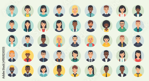 Diverse People Avatars Collection: Men, Women, Various Ethnicities, Professions, Ages
