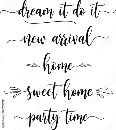 Elegant calligraphy phrases on a white background for various occasions and inspirations