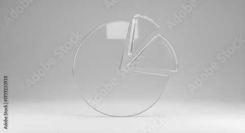 Minimalist Transparent Glass 3D Render Pie Chart for Data Visualization