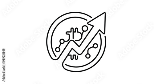 Cryptocurrency Market Growth Concept Illustration with Bitcoin Symbol and Upward Trend