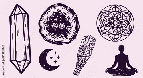 Esoteric Symbols and Spiritual Objects for Wellness and Meditation Practices