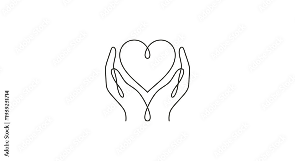 Obraz premium Heart in Hands Charity Care and Love Concept Icon.