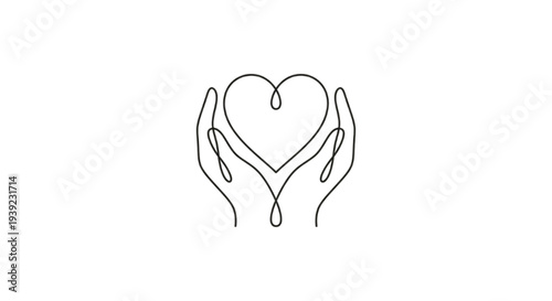 Heart in Hands Charity Care and Love Concept Icon.