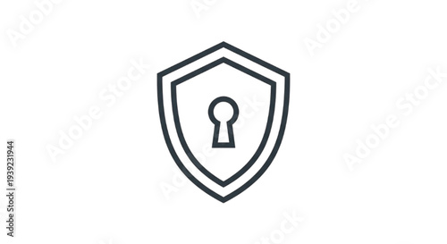Cyber Security Shield with Keyhole Safety and Protection Icon.