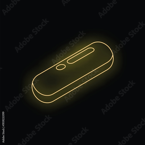 Neon yellow glowing fitness tracker icon on black background